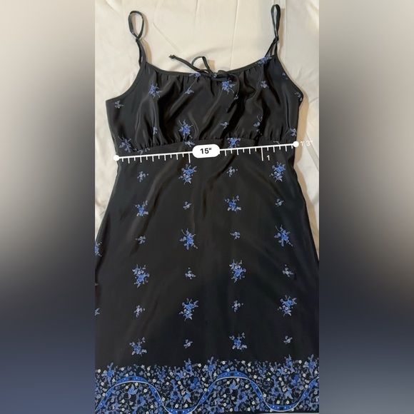Basic Editions Spaghetti Strap Black and Blue Slip Midi Dress - Picture 6 of 10